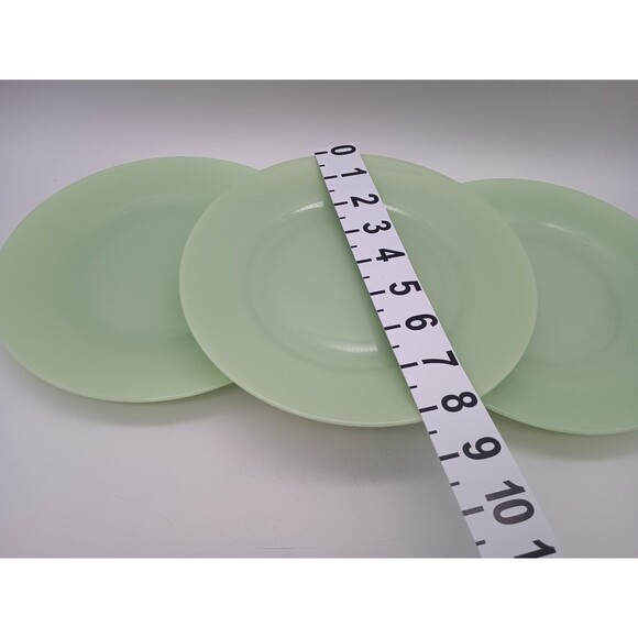 Set Of 3 Jadeite 8.25 Inch Salad Plates Unmarked - Picture 2 of 3